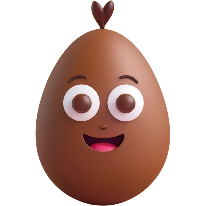 arabica coffee bean with a nice face, 3D style, proportional dimensions 7x4 cm emoji