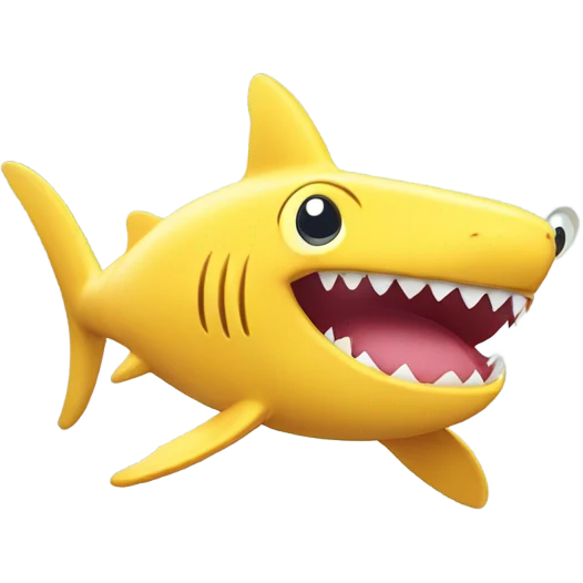 Cute cartoon style yellow shark smiling  emoji