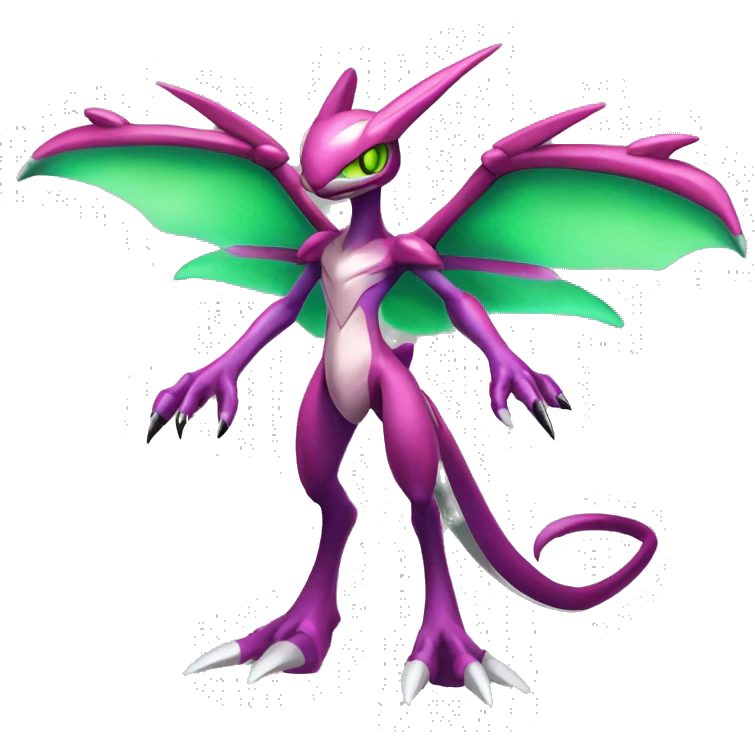 Anthro Cool Edgy Legendary Colorful Shy Shiny Fakemon-Pokémon-Genesect-Flygon-Fantasy-Creature With Full Body Detailed High Quality emoji