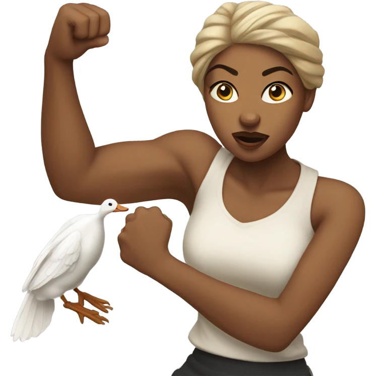 Black woman punching a goose emoji