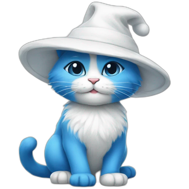 Smurf cat with white hat emoji