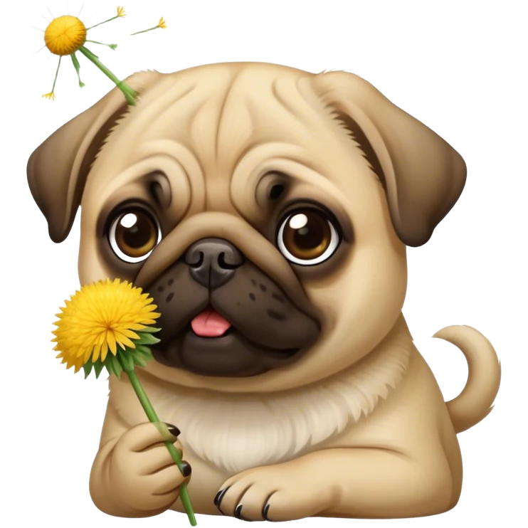 pug eating dandelion emoji