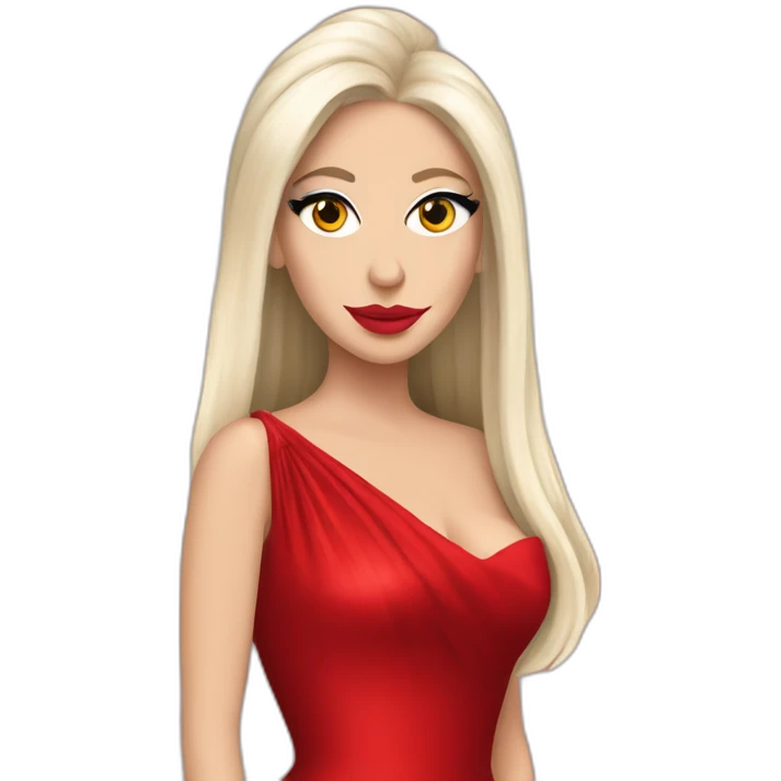 lady gaga wearing one red evening dress emoji