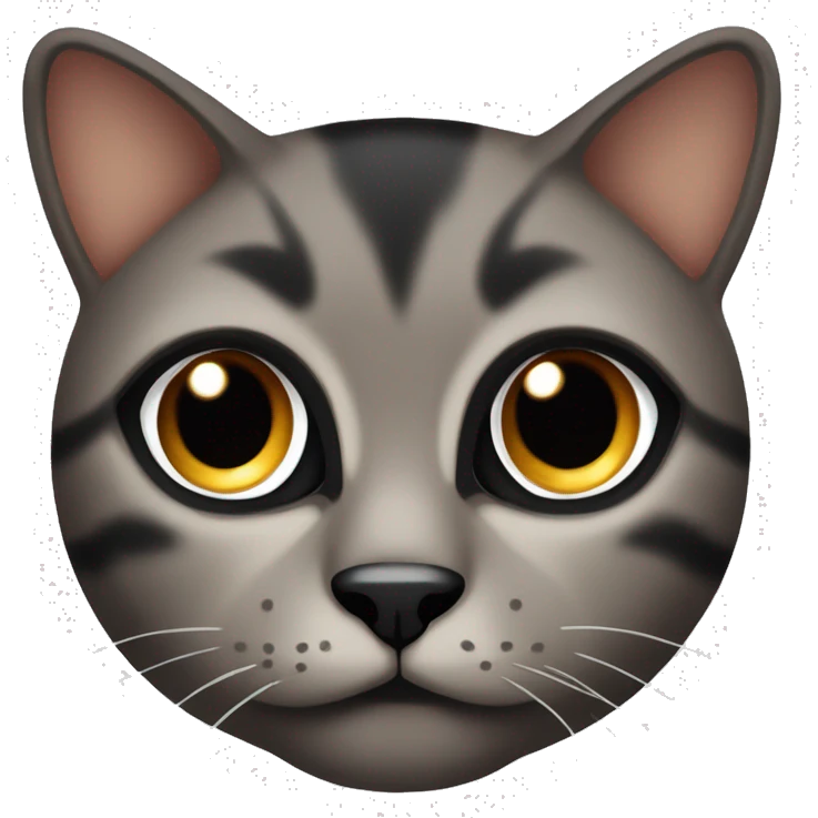 cara de gatito negro con ojos marrones con anteojos puestos emoji