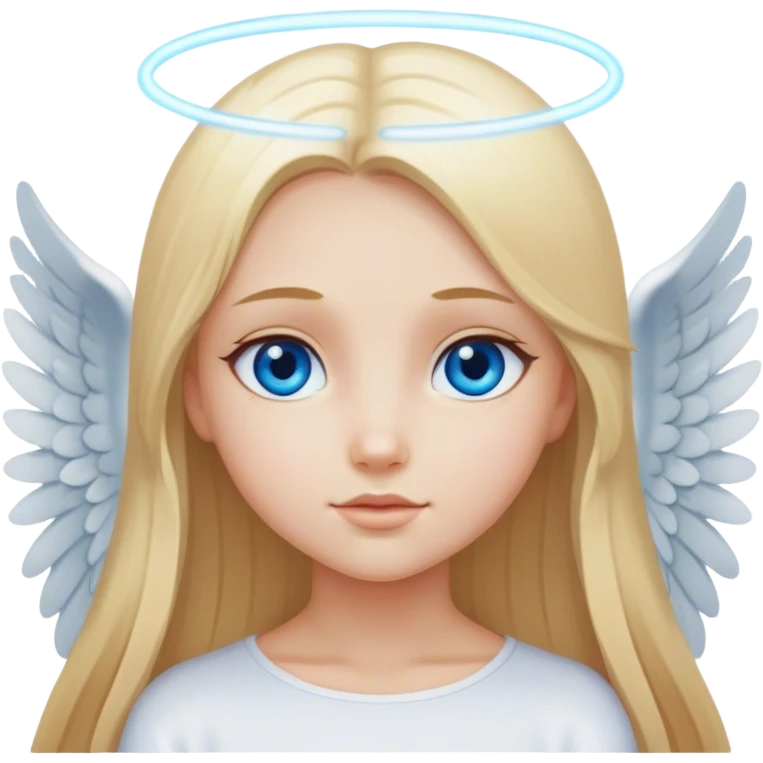 Straight long blonde hair and blue eyes girl angel emoji