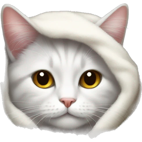 cat wrapped in white fluffy blanket christmas emoji