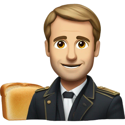 Macron with bread emoji