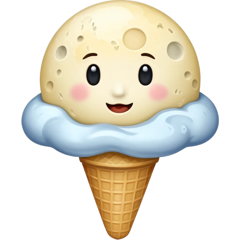 Ice cream that looks like the moon and is shiny emoji