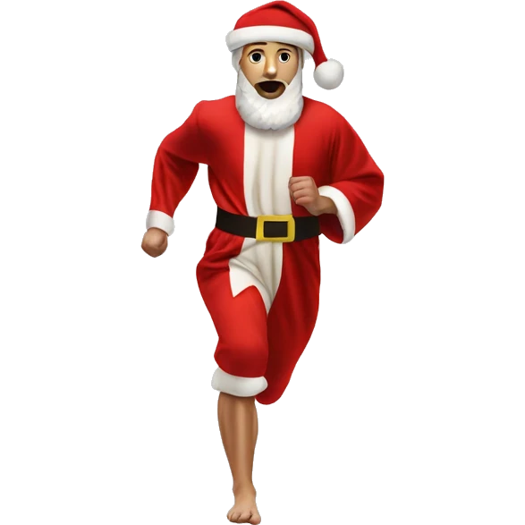 skipping sprint Jesus santa costume marathon emoji
