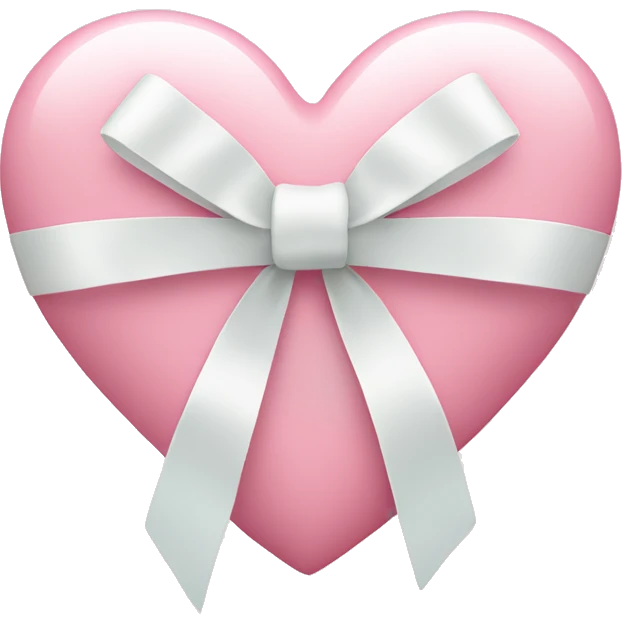 Pastel pink heart with white bow emoji
