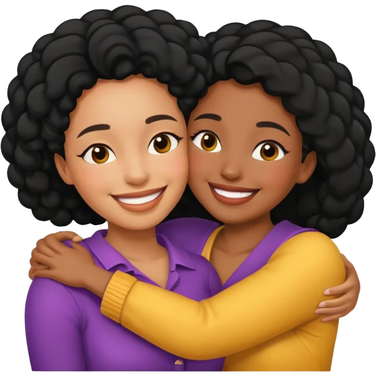 Black women hugging  emoji
