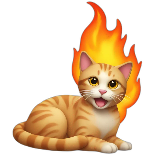 cat next to flames emoji
