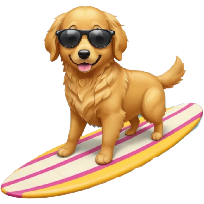 golden retriever surfing with sunglasses on  emoji