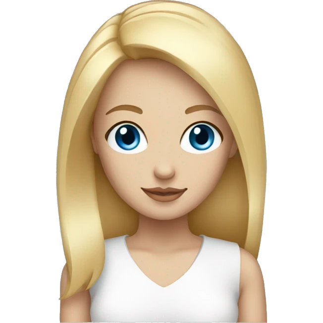 Cute woman with straight blonde hair and blue eyes emoji