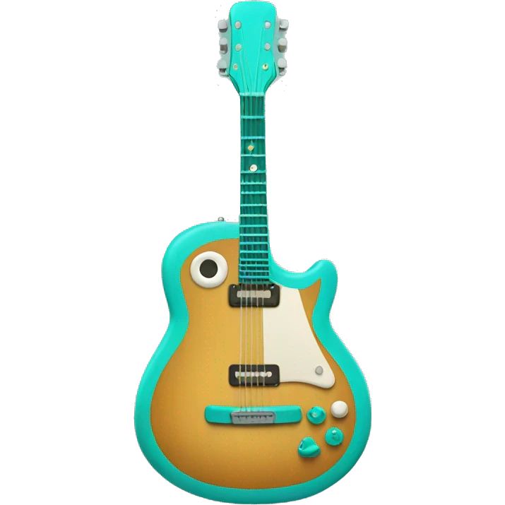 an aqua-colored guitar emoji