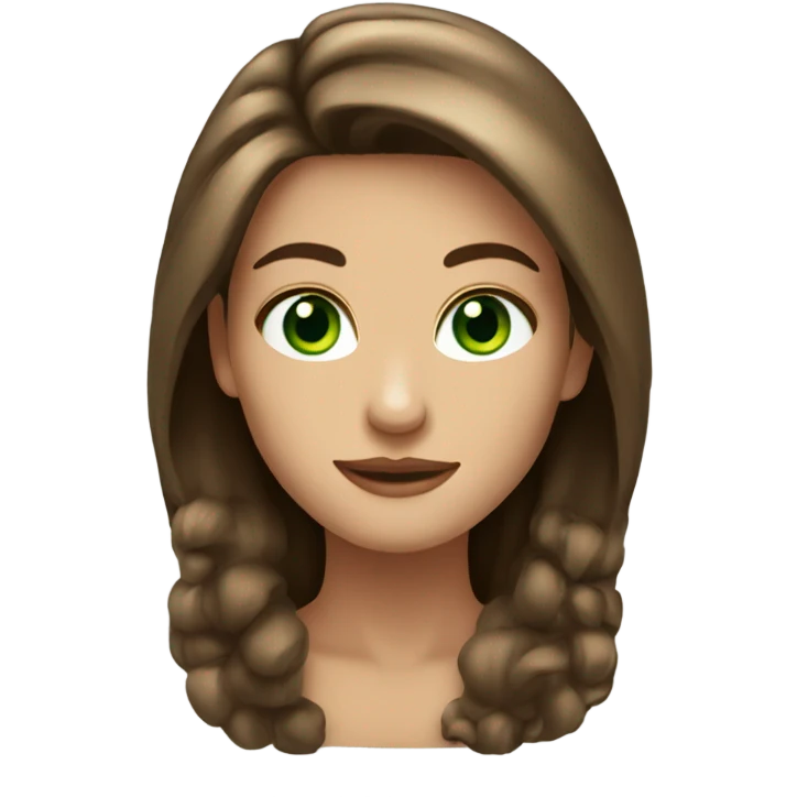 Beautiful lady with green eyes e long hair brown  emoji