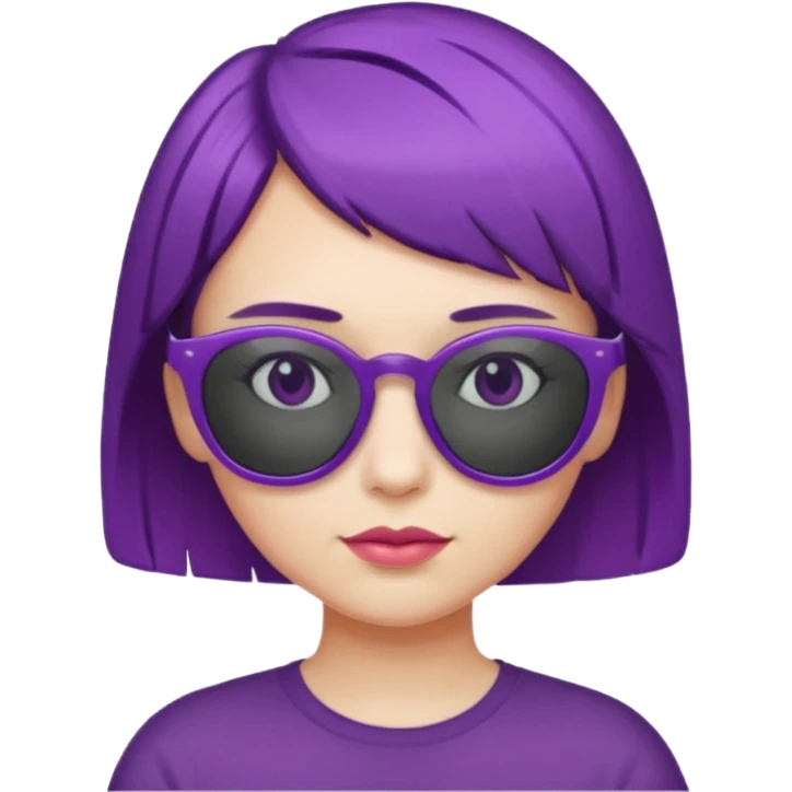 girl with short purple hair and sunglasses on hair emoji