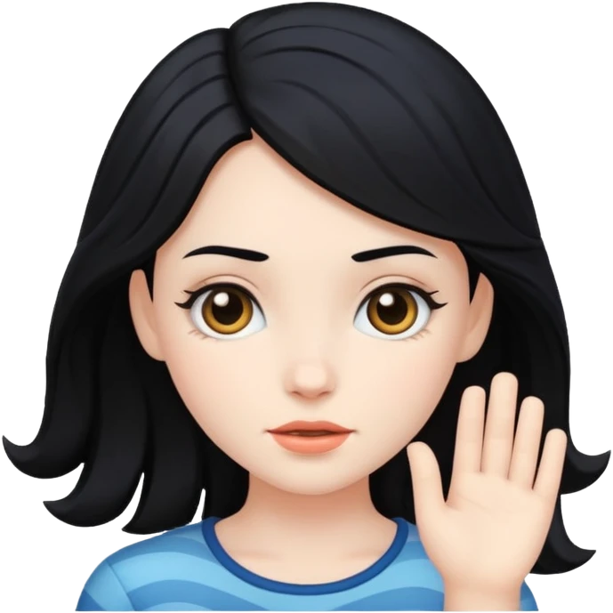 Pale Girl with wave black hair emoji