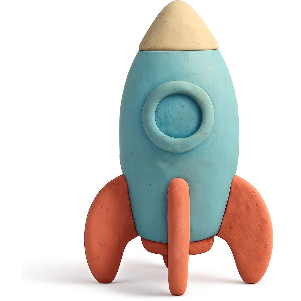 rocket ship in claymation style with visible fingerprints and pastel colors emoji