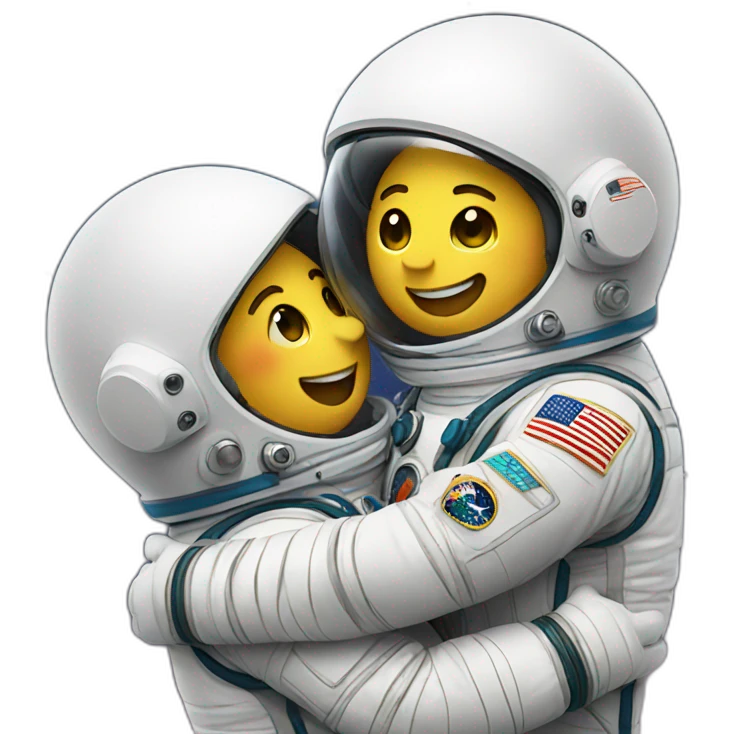 Two astronauts hugging emoji