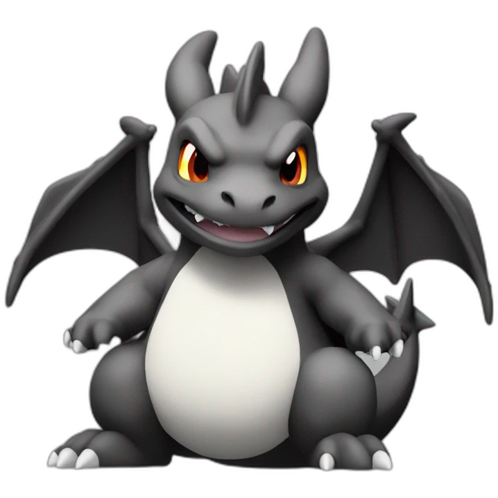 black and white monochromatic charizard emoji