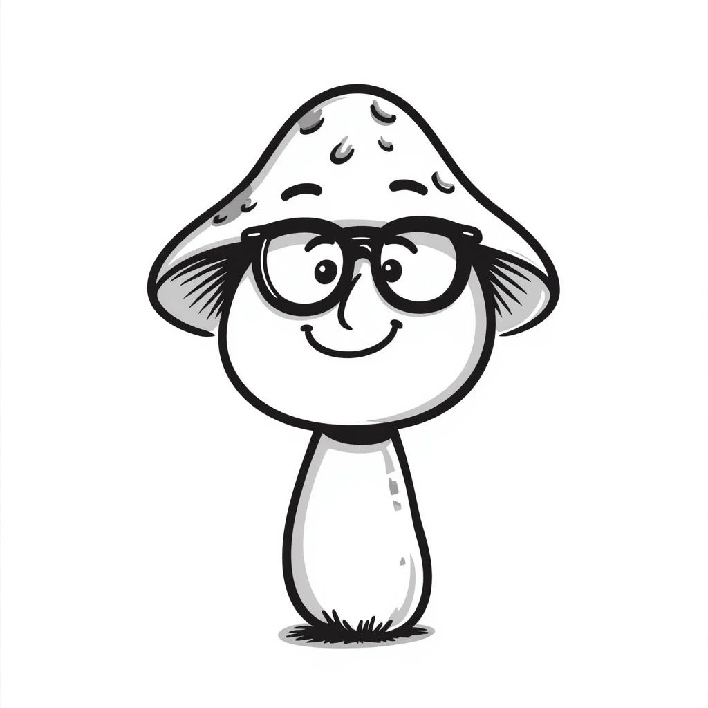 mushroom with glasses and a smile emoji