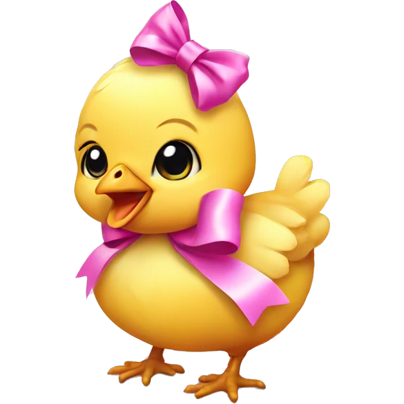 Baby chicken with pink bow emoji