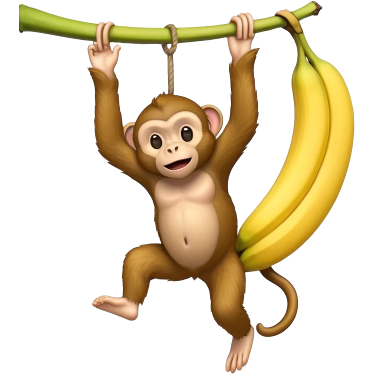 Monkey hanging from a giant banana emoji