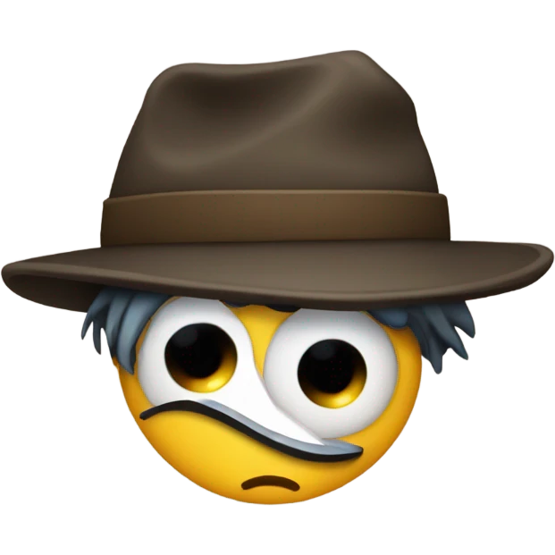 slanted eye emoji with hat emoji