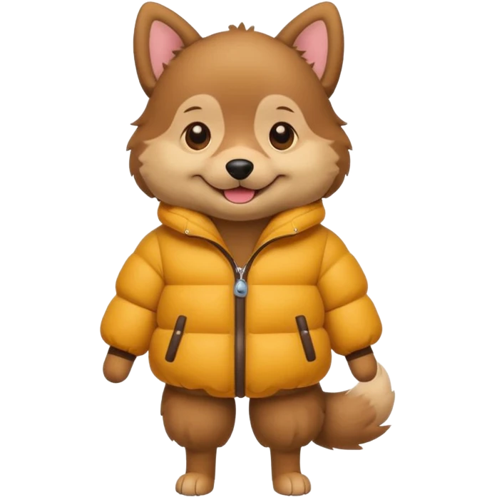 a full body of cute dog with puffer clothes emoji