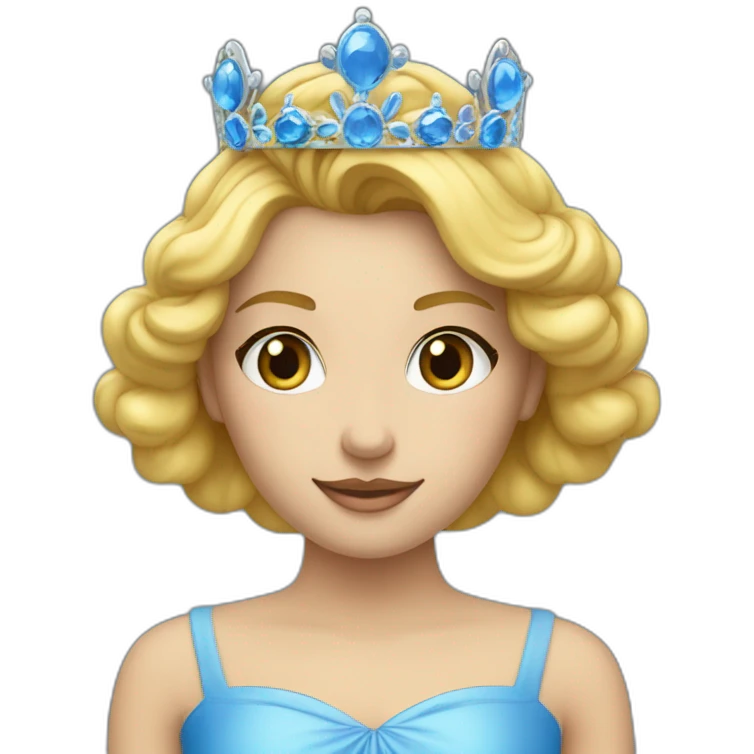 Une reine avec une couronne blonde au yeux bleu emoji