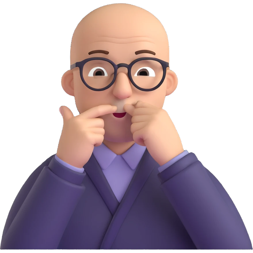 bald guy with glasses picking his nose emoji