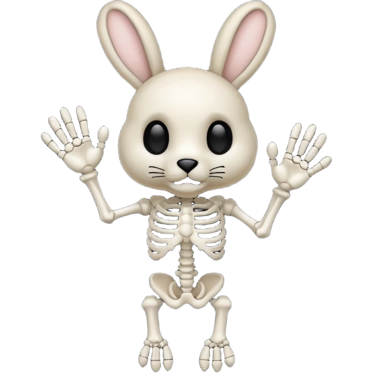 Emoji tête de peluche Lapin squelette noire qui fait bonjour de la main  emoji