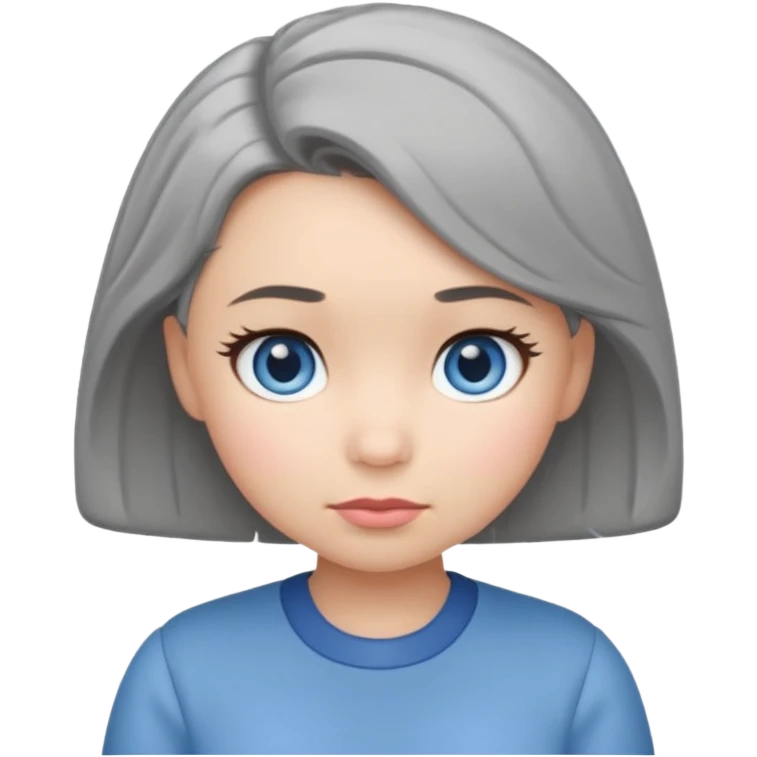 tsum tsum inspired female emoji, blue eyes, grey 1940s bob hair emoji