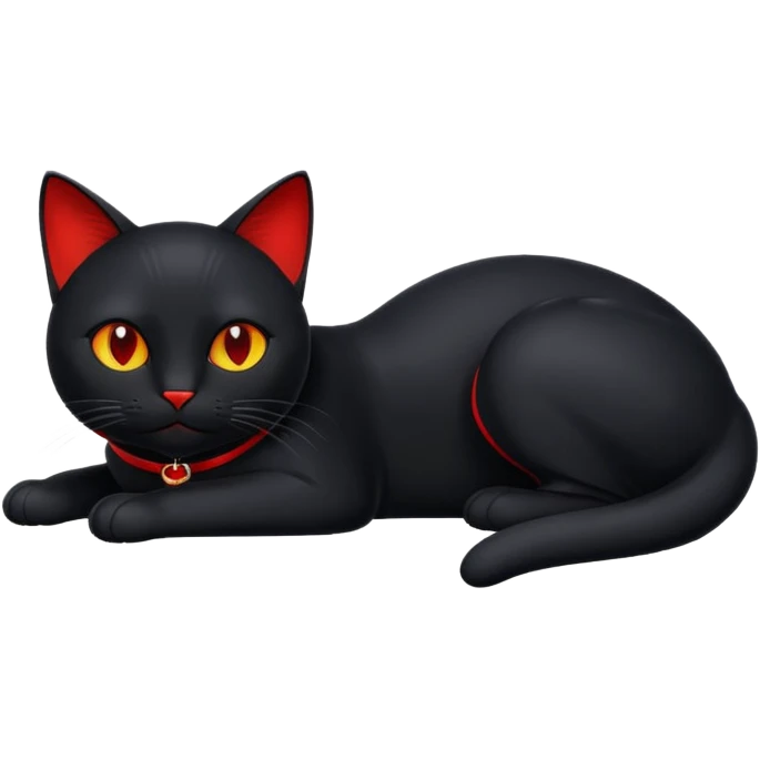 black cat emoji, apple style, lying down emoji