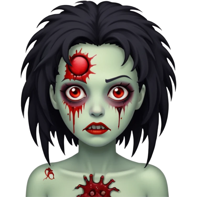 Mulher zumbi com pés escura ferimentos e um cabelo crespo cabelo preto  emoji