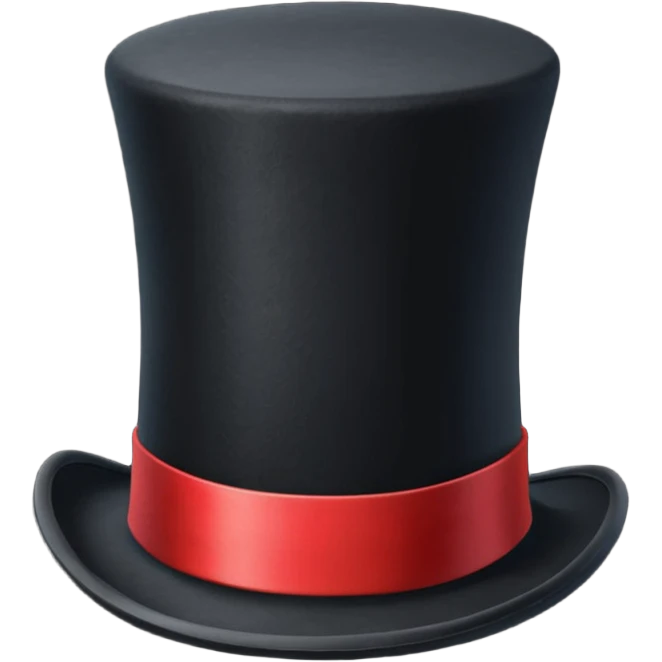 Top Hat: A formal hat often associated with performers, magicians, or formal events.
 emoji