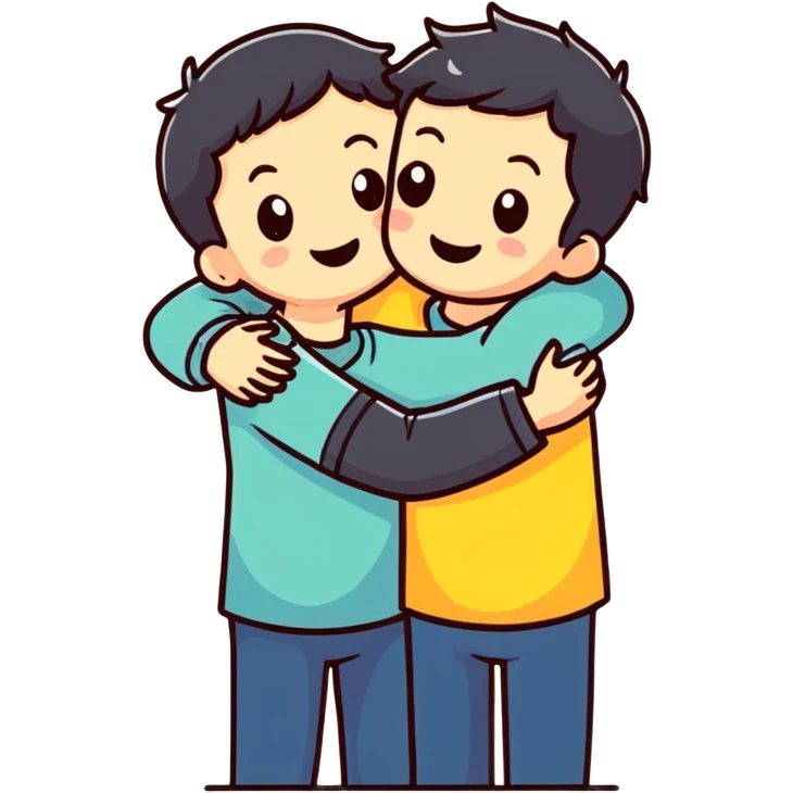 Boy hugging a boy emoji