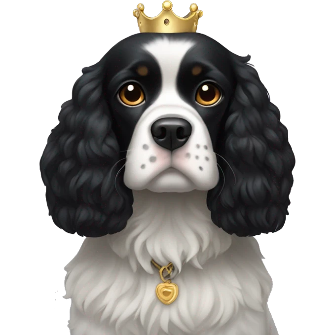 Small completely black king spaniel with black fur on his whole face and white fur on chest emoji