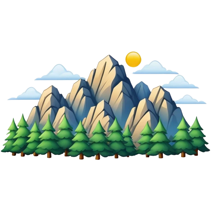 Yellow Mountain Huangshan misty peaks, simplified emoji style with bold outlines and bright colors, cartoon style mountain peaks with pine trees emoji