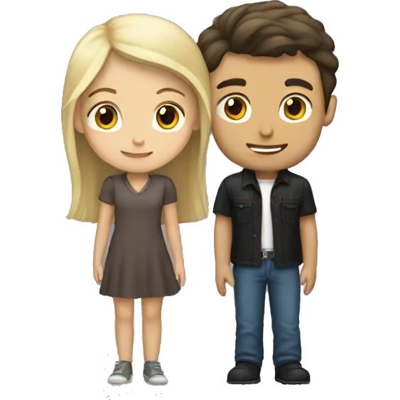 brunette girl with tall blond boy  emoji