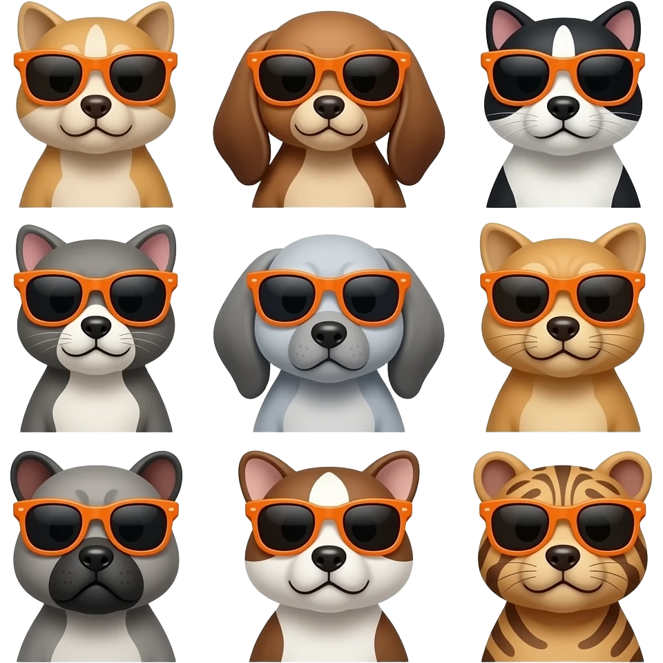 Animals wearing Orange sunGlass emoji