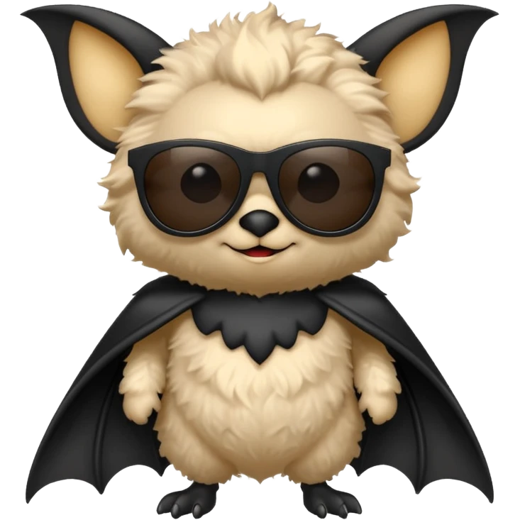 cute black bat with sunglasses, full body emoji