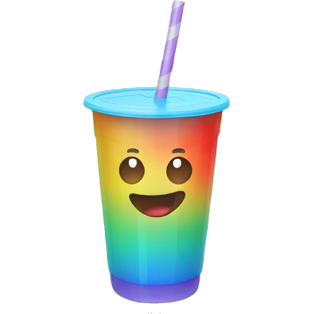 Colorful drink in plastic cup with a straw emoji