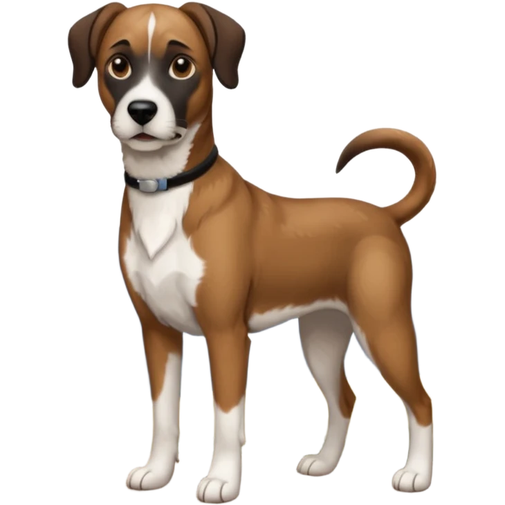 Mountain cur dog with white face black nose and brown ears emoji
