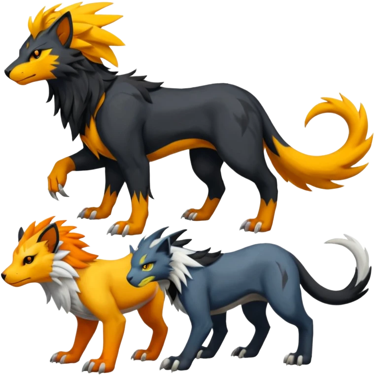 Houndoom-Tigress-Manectric-Luxray-Silvally-Gryphon-fusion (full body) emoji