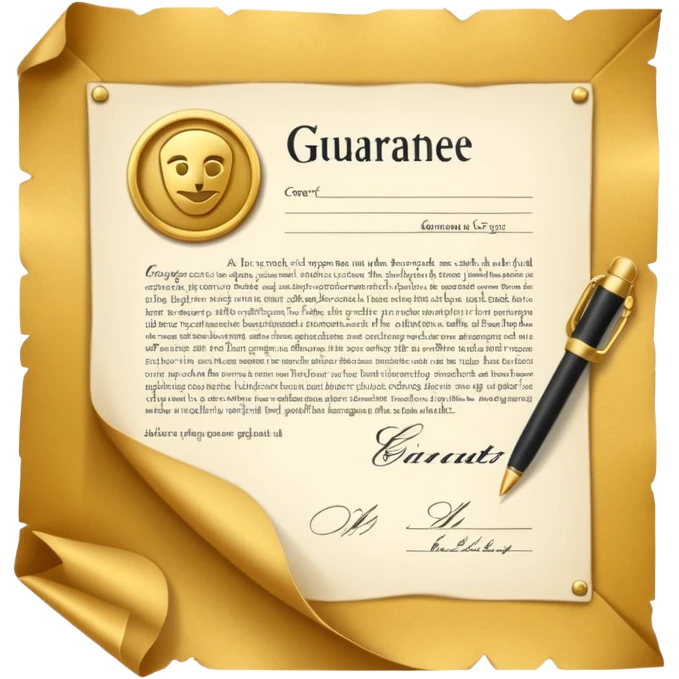 Guarantee contract golden paper signed and sealed emoji