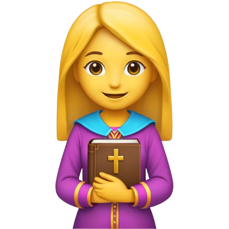 GIRL EMOJI SMILEY FACE WITH BIBLE AND COLORFUL OUTFIT emoji