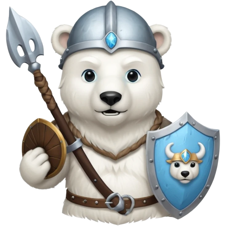 Polar Bear viking hold shield emoji