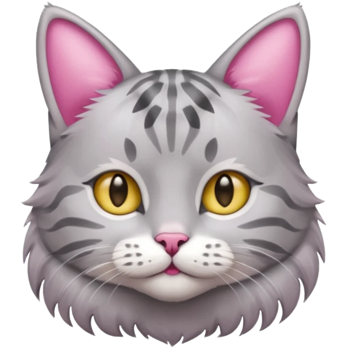 grey tabby cat: pink ears fur emoji